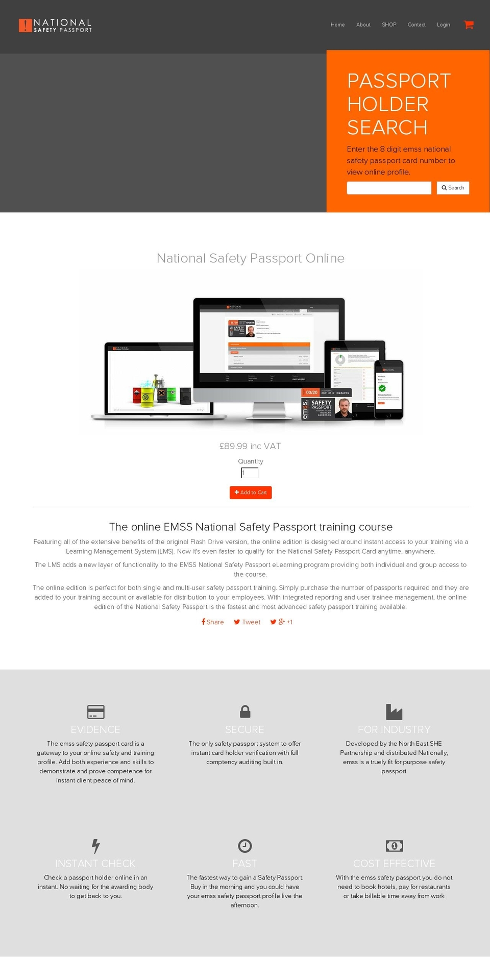 nationalsafetypassport.co.uk shopify website screenshot