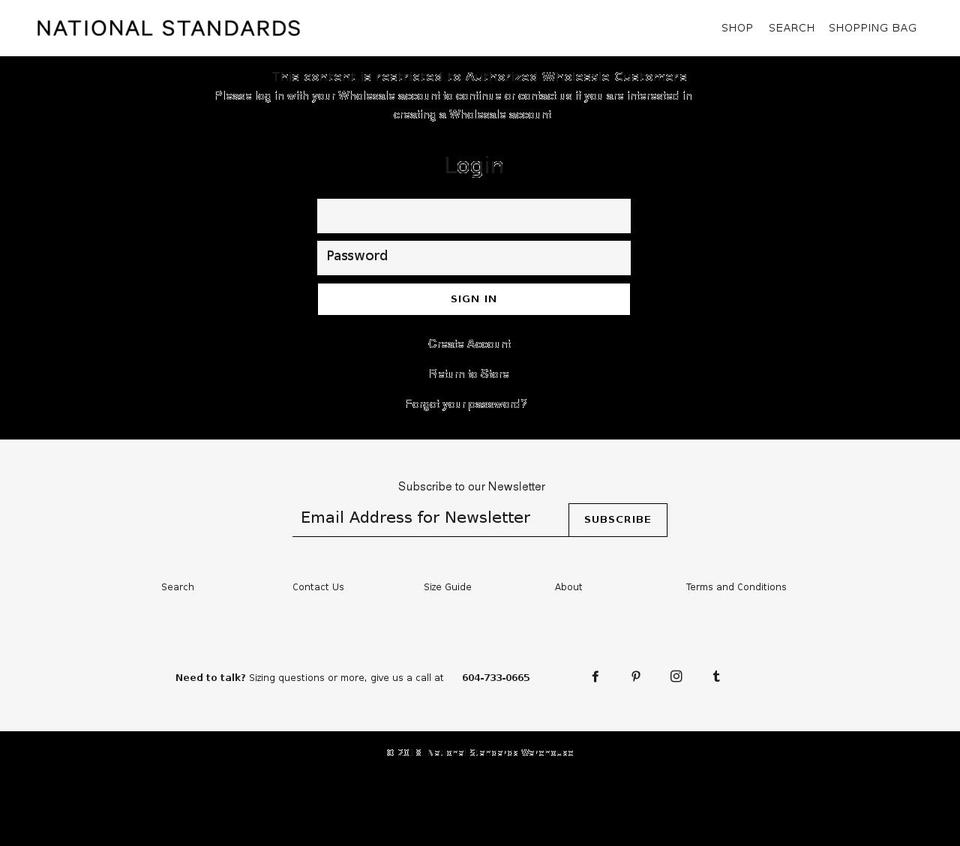 nationalstandards.ca shopify website screenshot