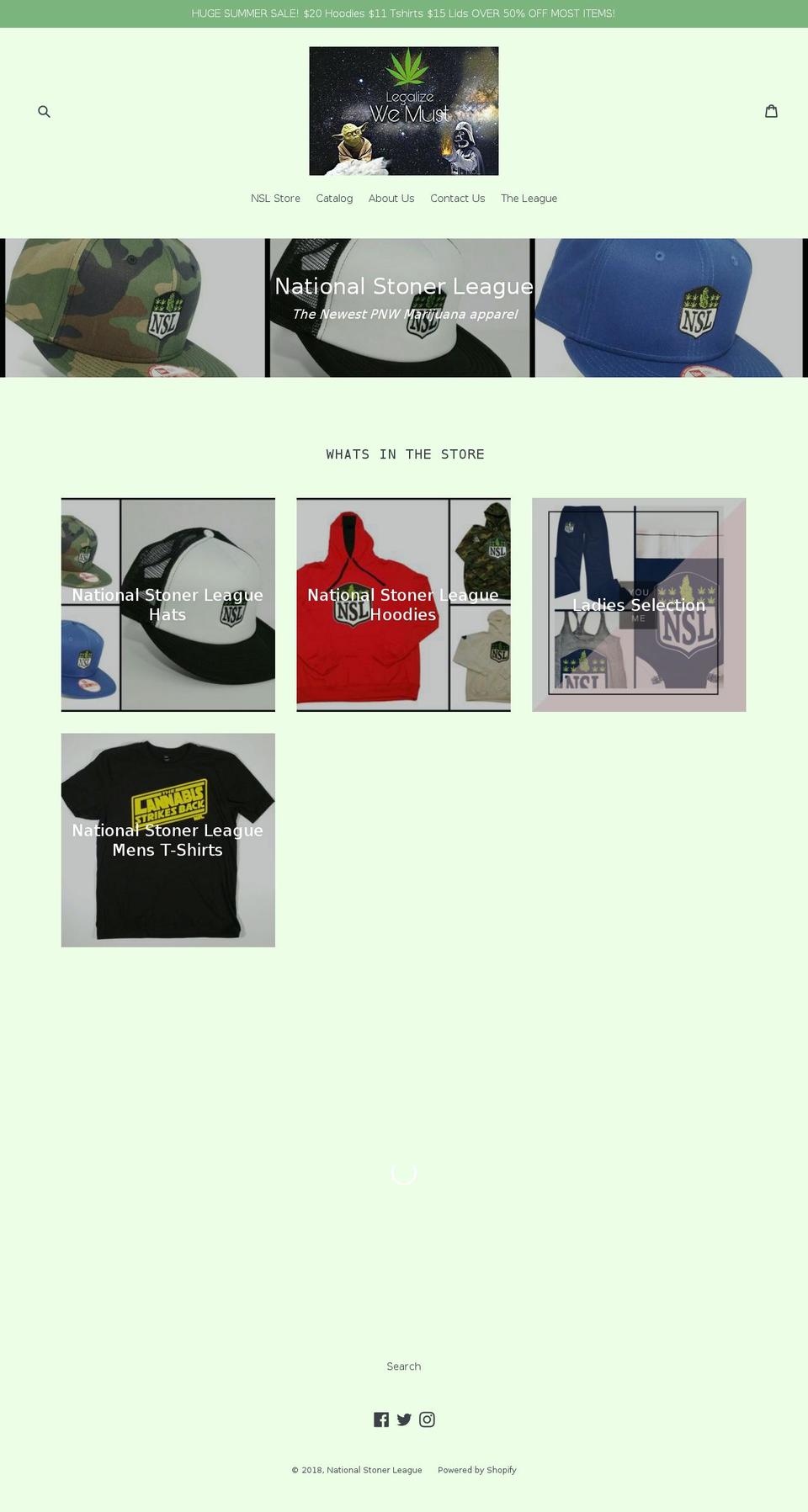 nationalstonerleague.com — Shopify storefront screenshot