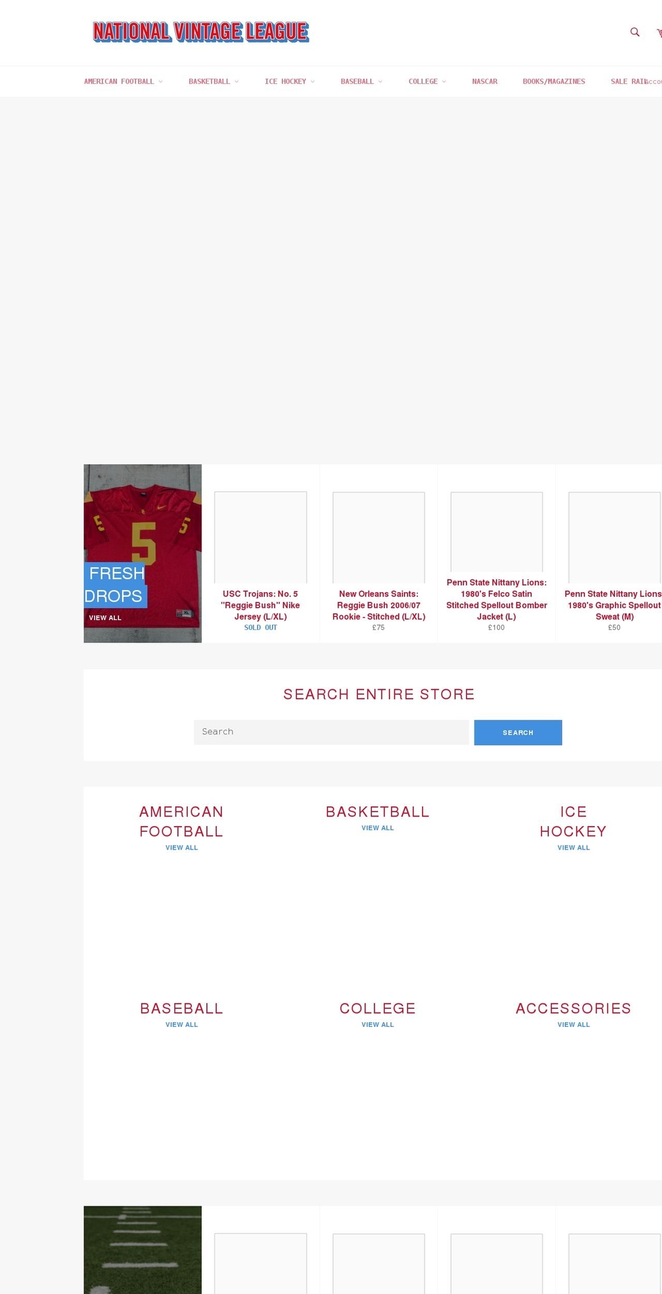 nationalvintageleague.com shopify website screenshot