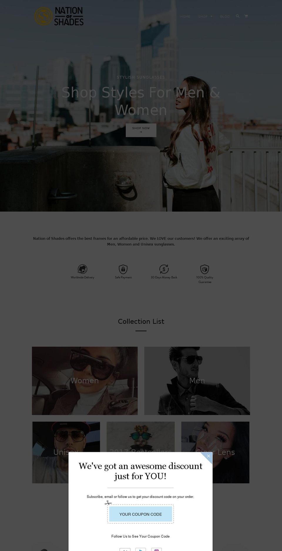 nationofshades.com shopify website screenshot