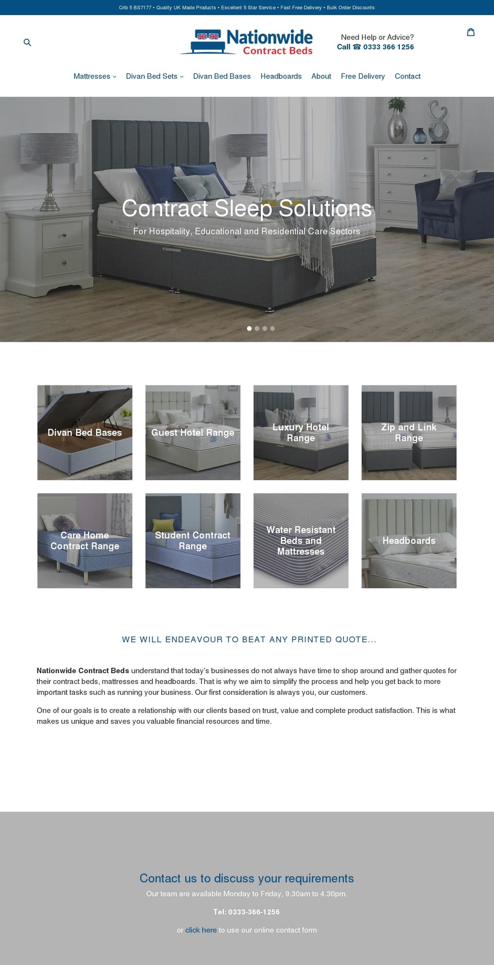 nationwidecontractbeds.co.uk shopify website screenshot