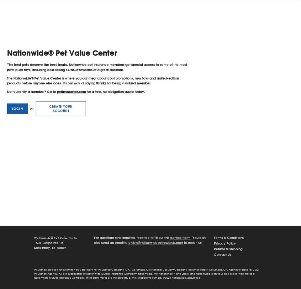 nationwidepetrewards.com shopify website screenshot