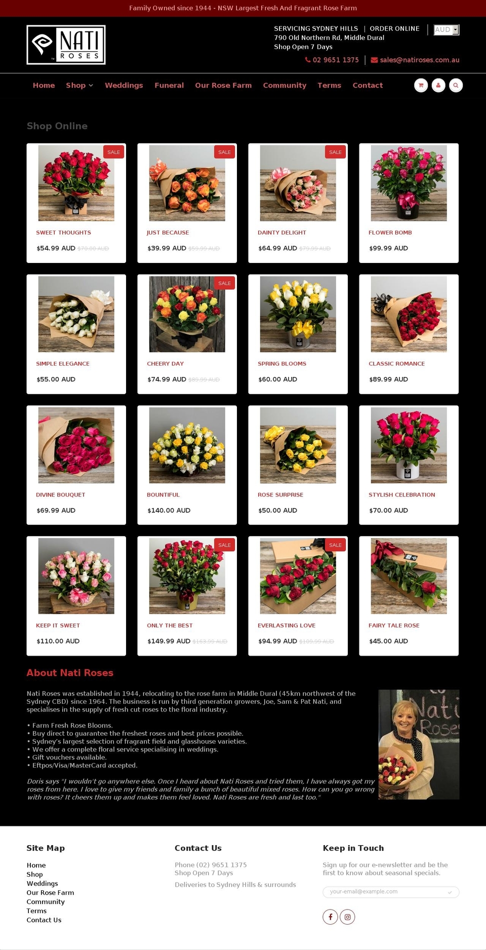 natiroses.com.au shopify website screenshot