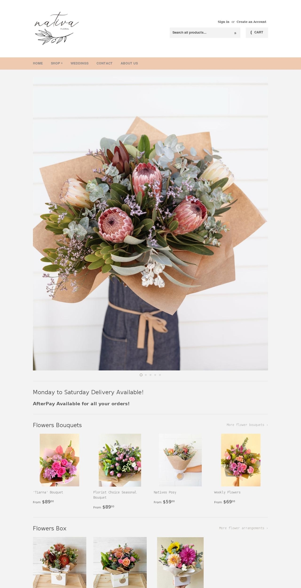 nativafloral.com shopify website screenshot