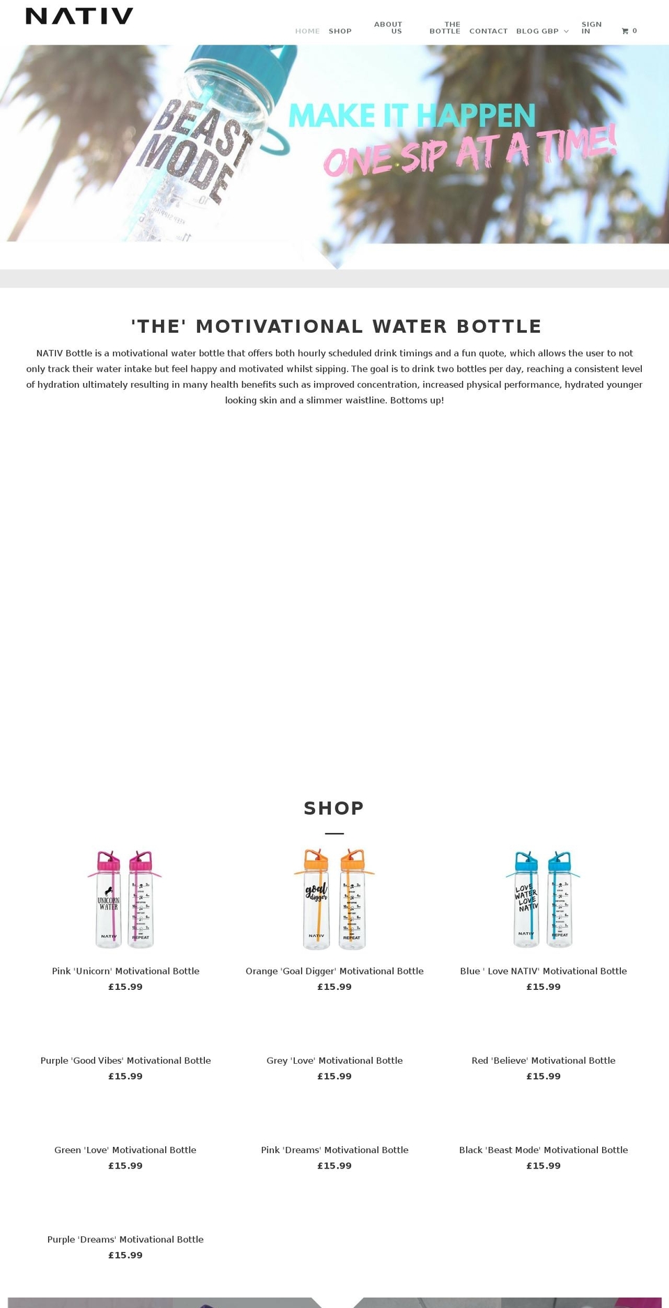 nativbottle.com shopify website screenshot
