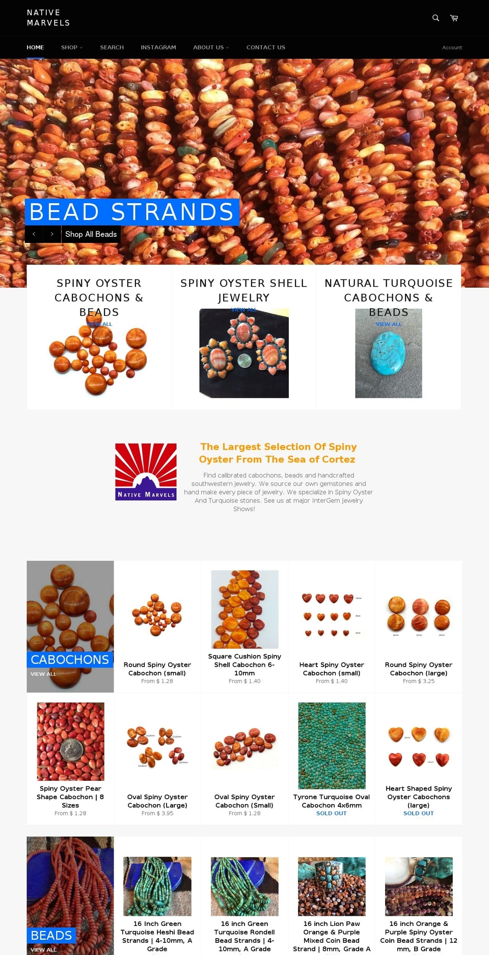 native-marvels.com shopify website screenshot