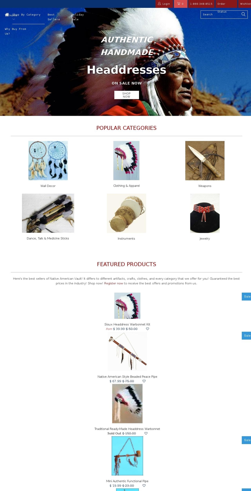 nativeamericanvault.com shopify website screenshot
