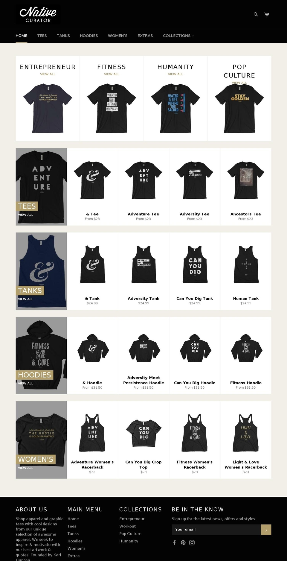 nativecurator.com shopify website screenshot