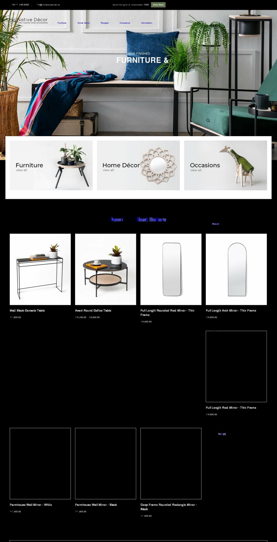 nativedecor.co.za shopify website screenshot