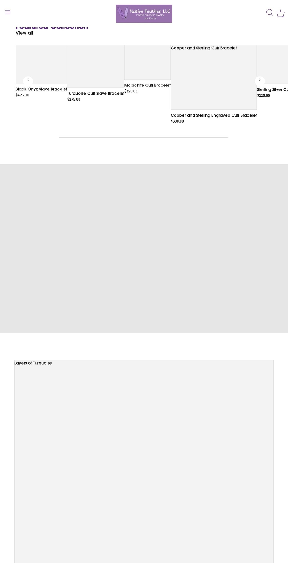 nativefeatherllc.com shopify website screenshot