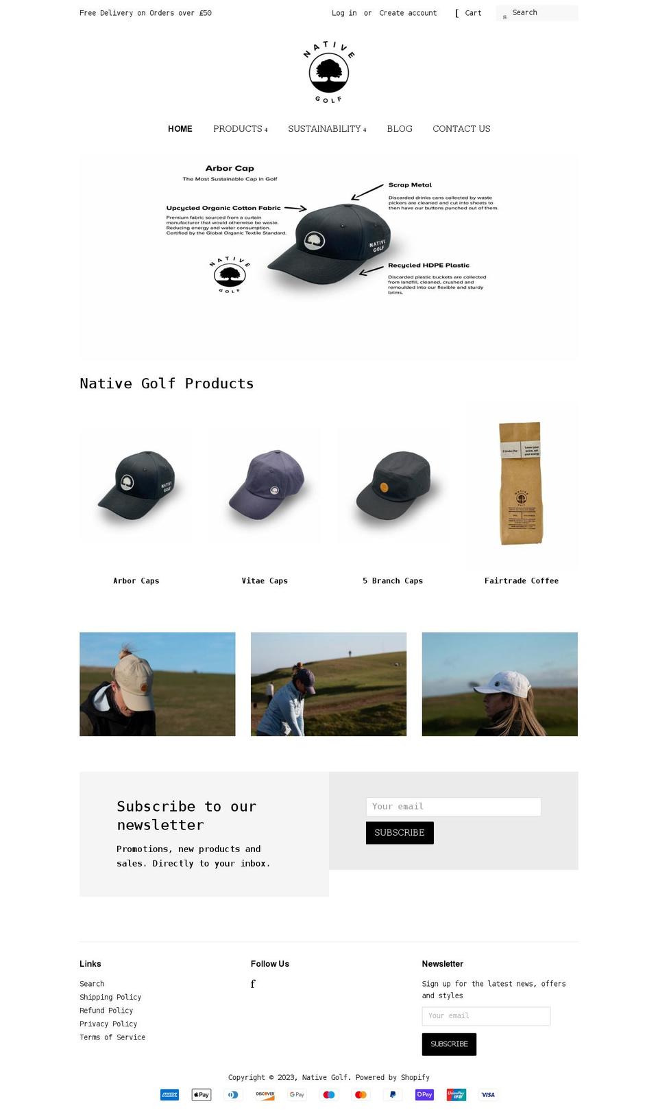 nativegolfco.com shopify website screenshot