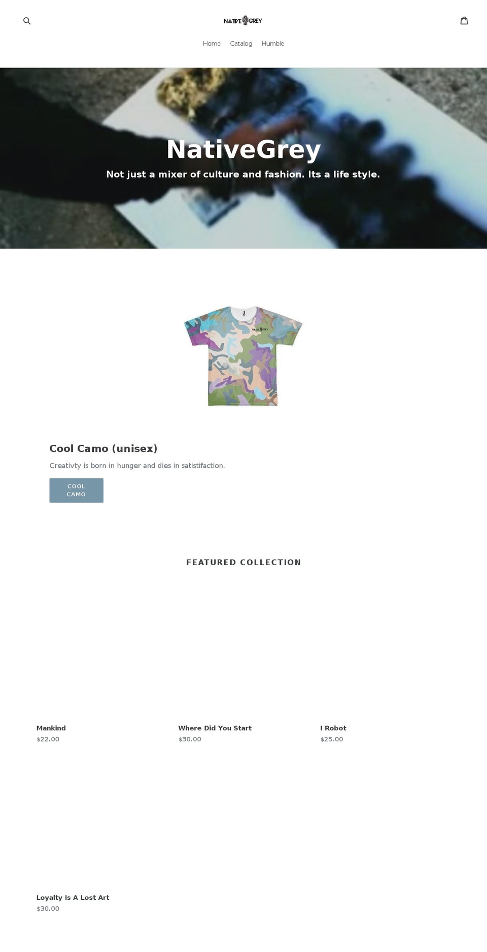nativegreynyc.com shopify website screenshot