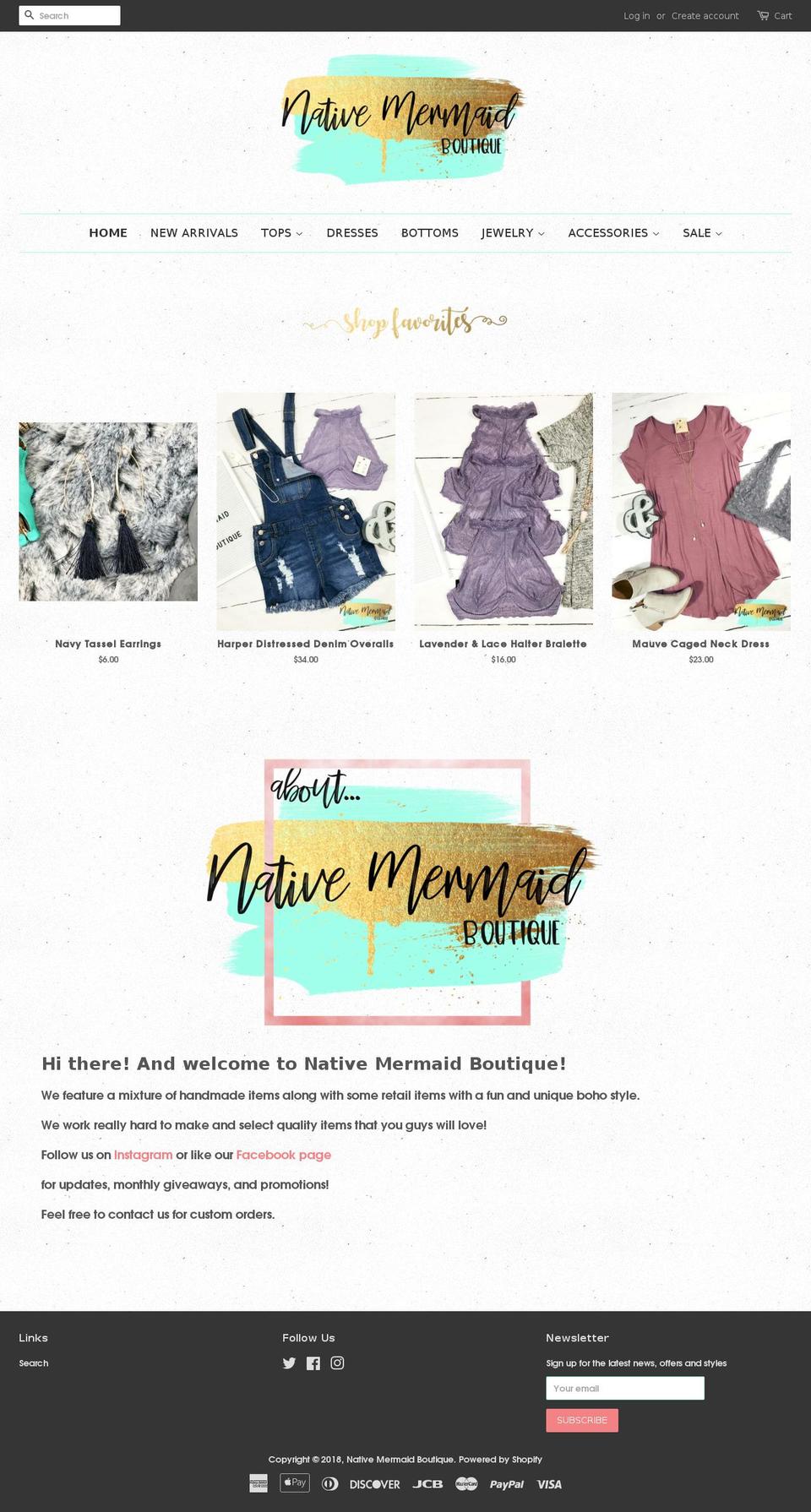 nativemermaidbtq.com — Shopify storefront screenshot