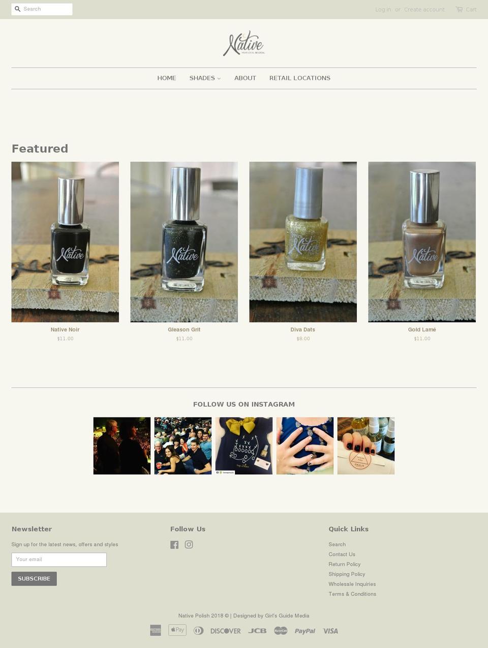 nativenailpolish.com — Shopify storefront screenshot