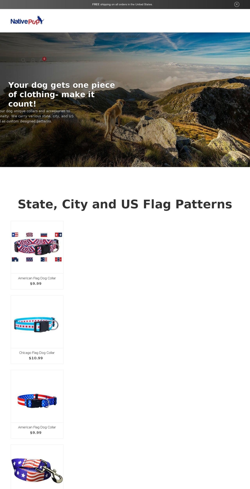 nativepup.com — Shopify storefront screenshot
