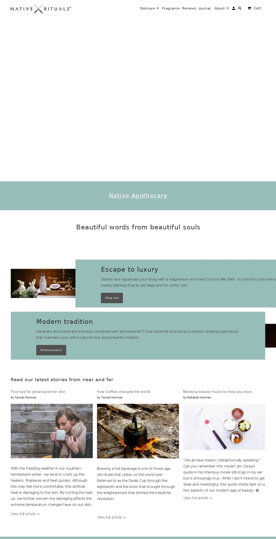 Joe rework Native Rituals Shopify theme site example nativerituals.com
