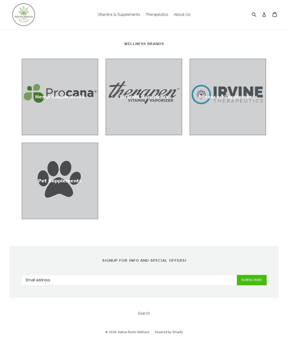 nativerootswellness.com — Shopify storefront screenshot