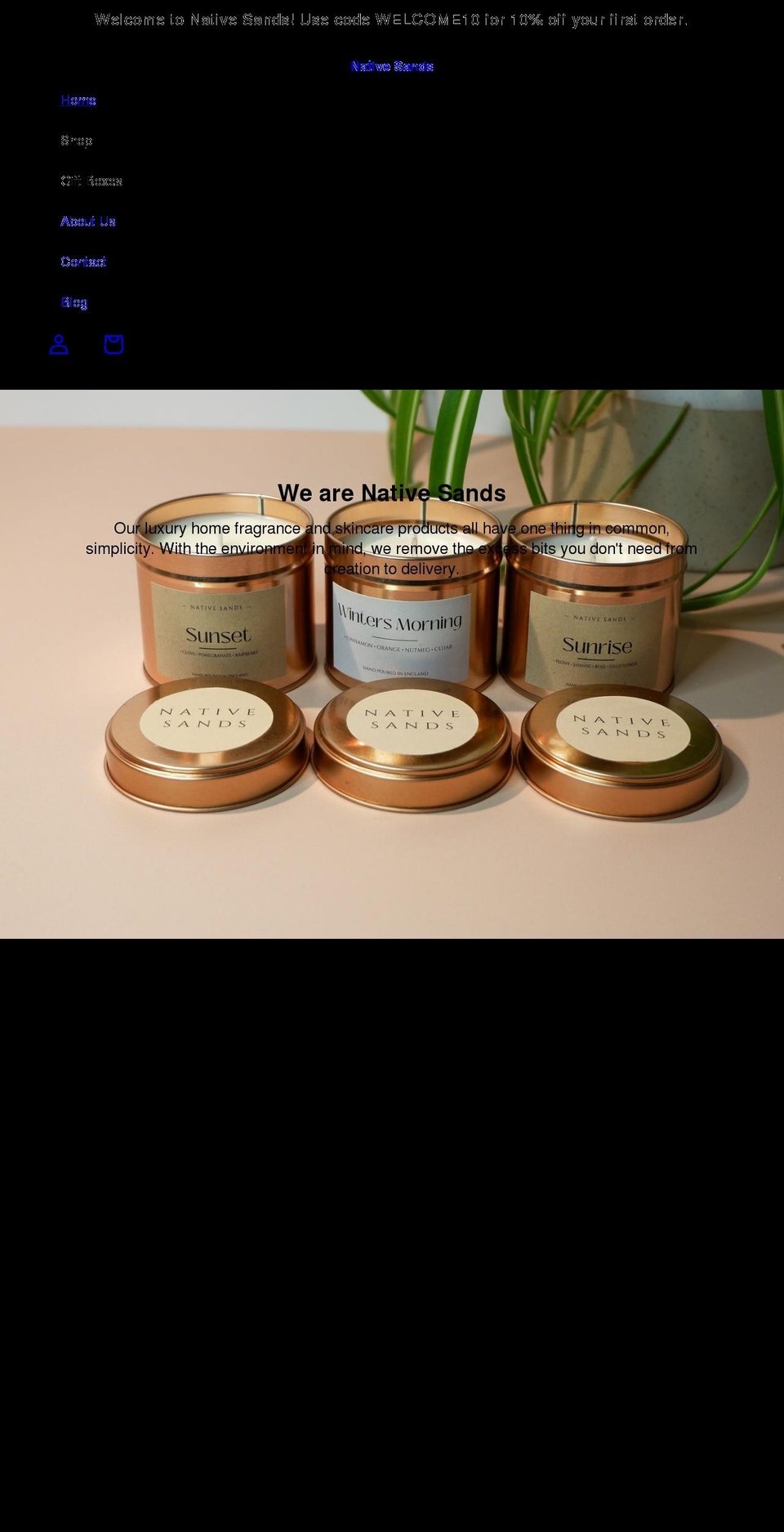 nativesands.com shopify website screenshot