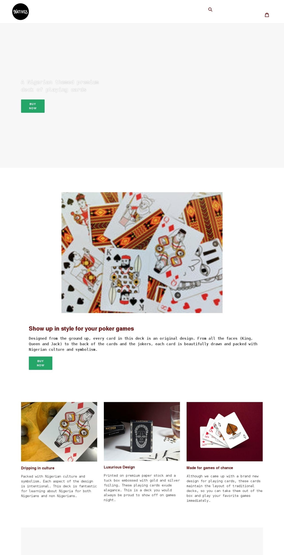 nativescards.com shopify website screenshot