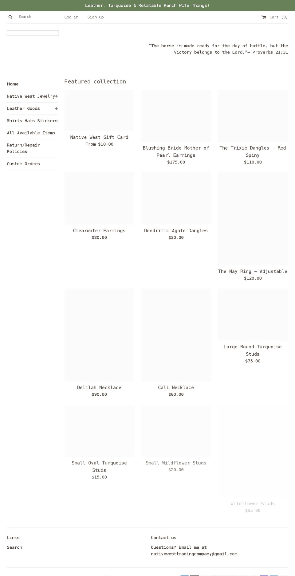 nativewesttradingco.com — Shopify storefront screenshot
