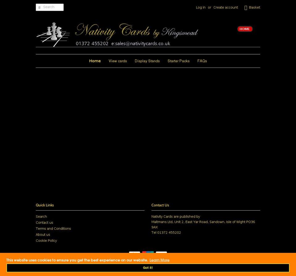 nativitycards.co.uk shopify website screenshot