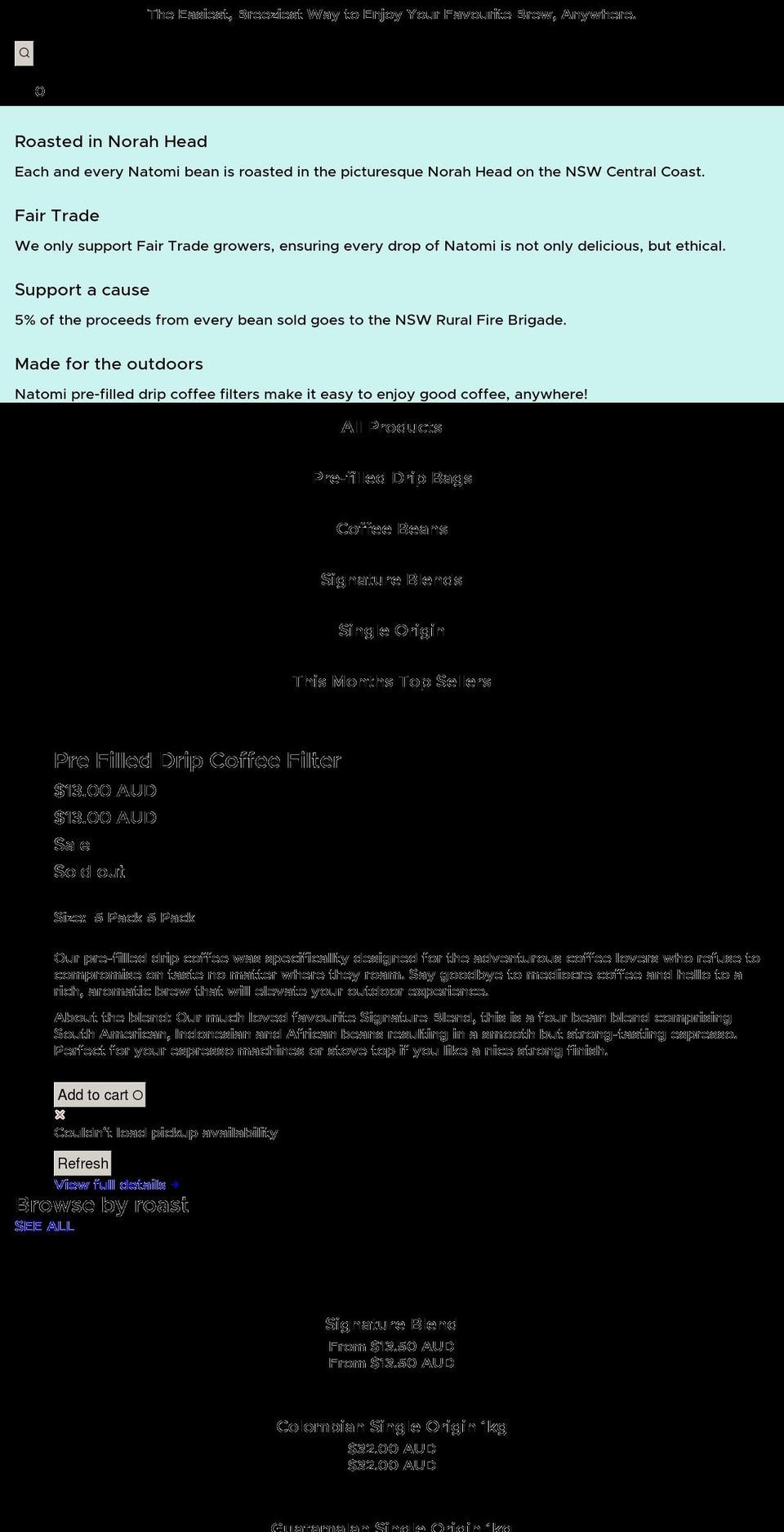 natomicoffee.com.au shopify website screenshot