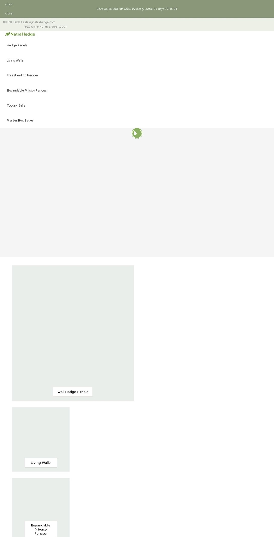 natrahedge.com shopify website screenshot