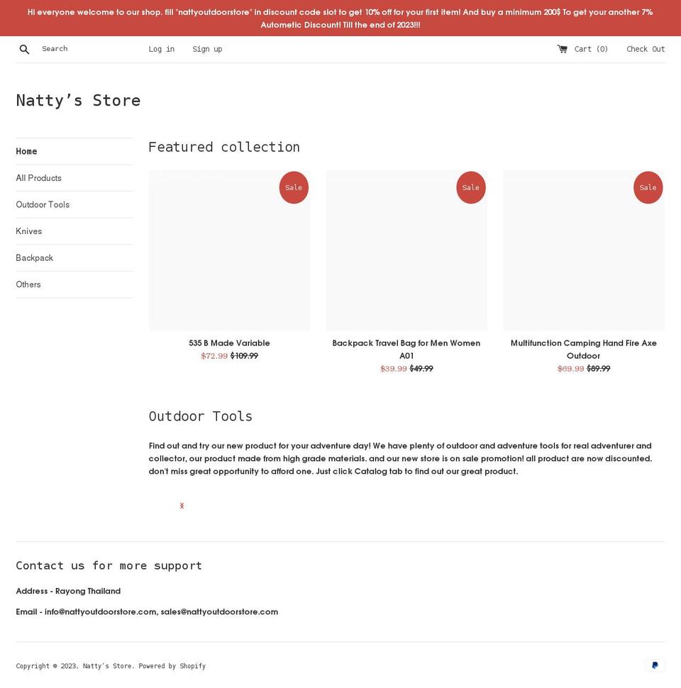 nattyoutdoorstore.com shopify website screenshot