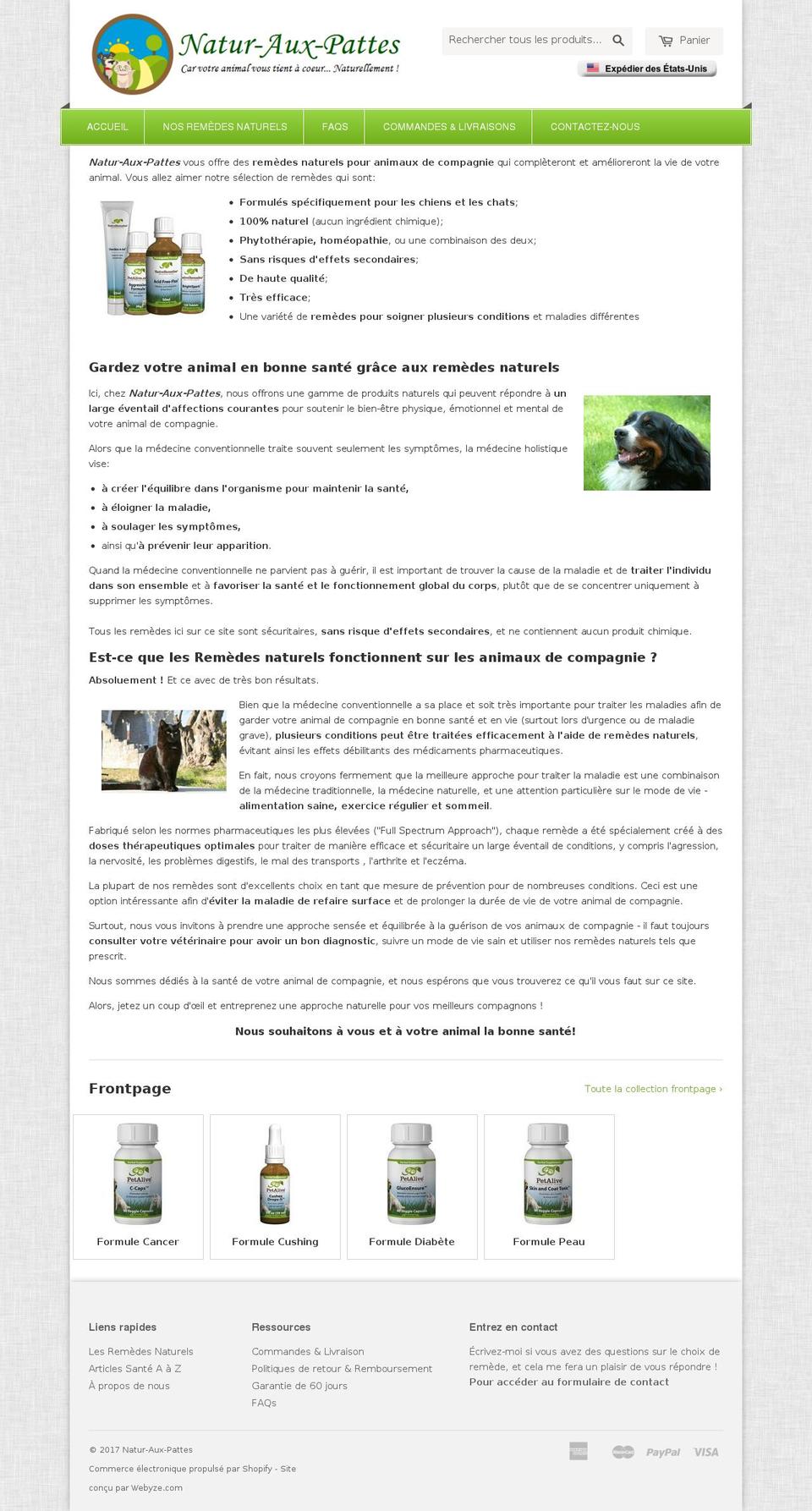 natur-aux-pattes.com shopify website screenshot