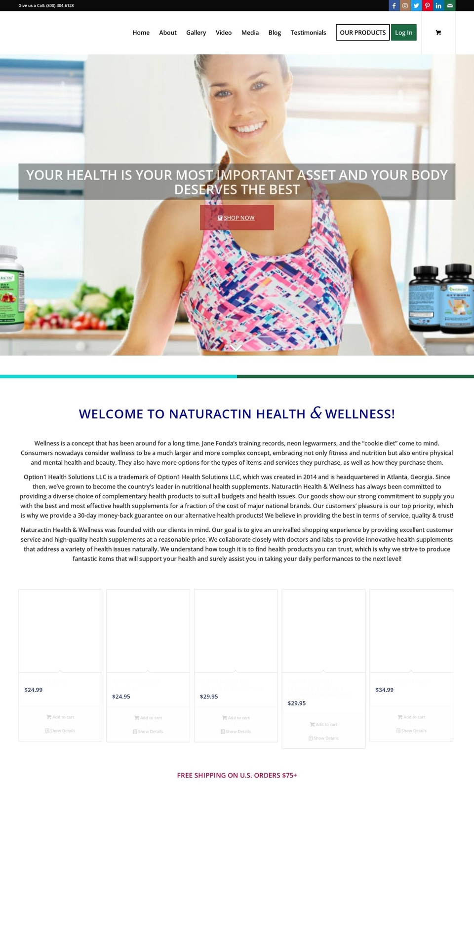 Wellness Shopify theme site example naturactin.com