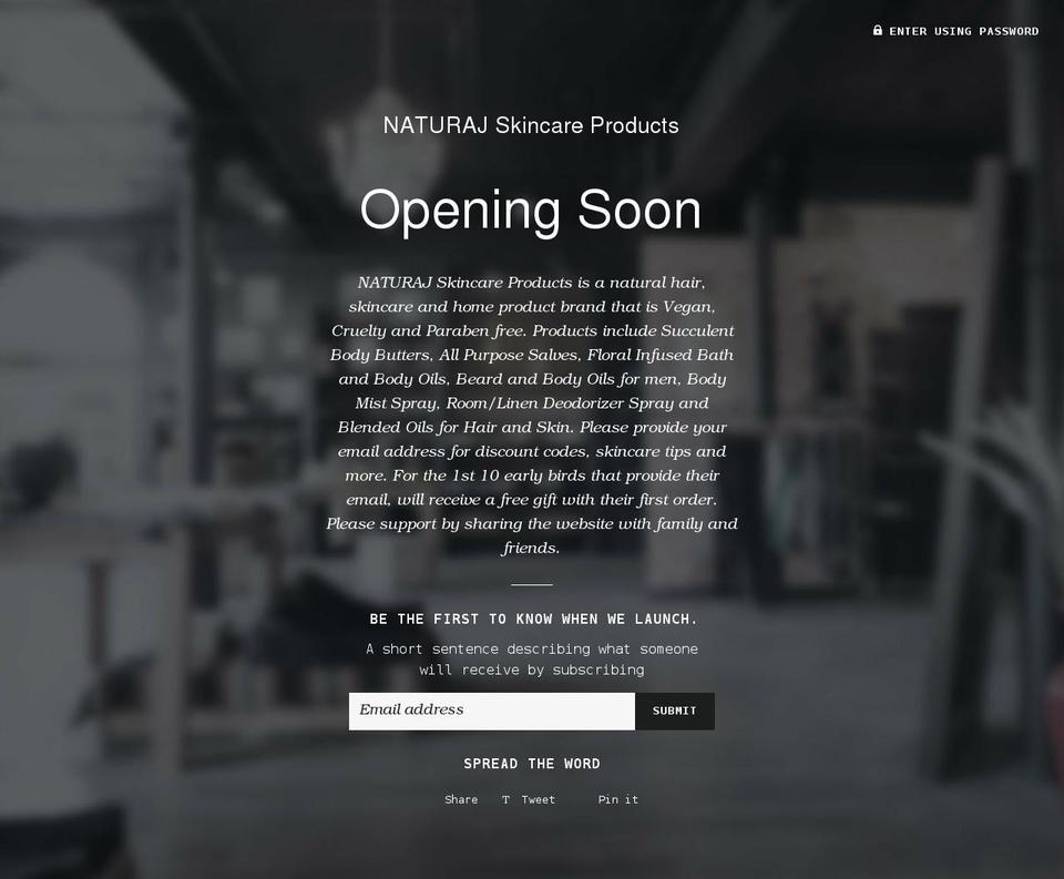 naturajskincare.com shopify website screenshot