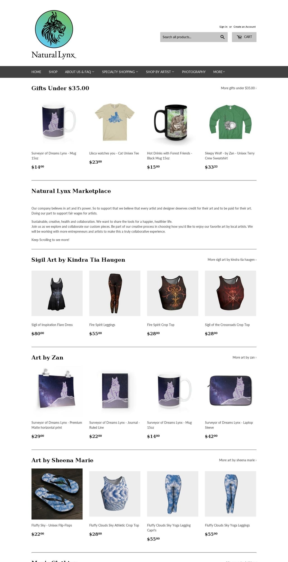 natural-lynx.com — Shopify storefront screenshot