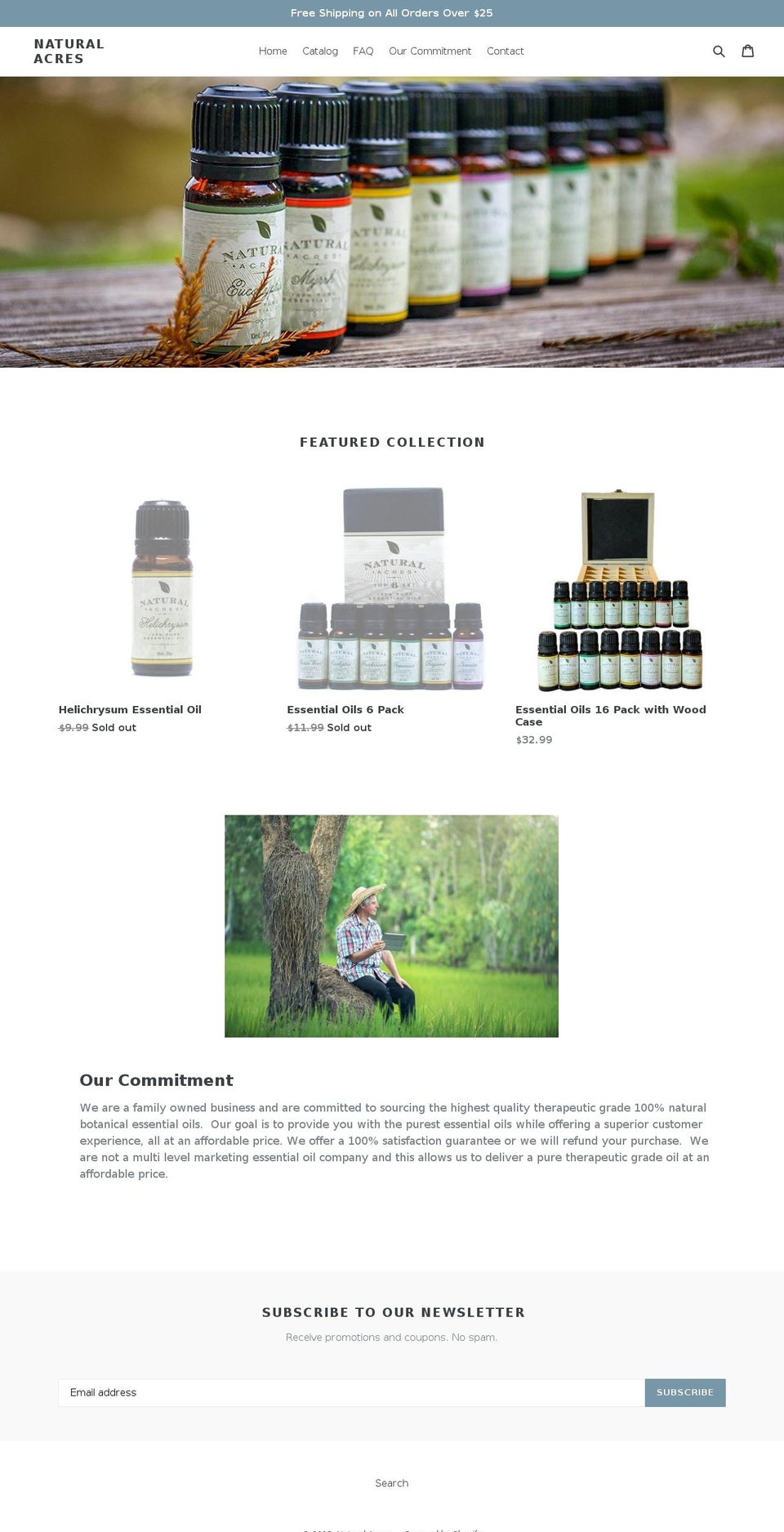 naturalacresoils.com — Shopify storefront screenshot