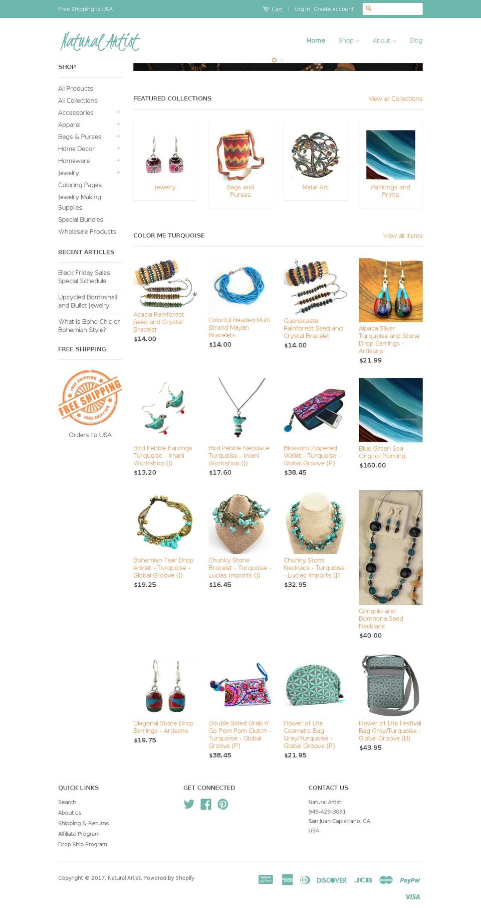 naturalartist.com shopify website screenshot