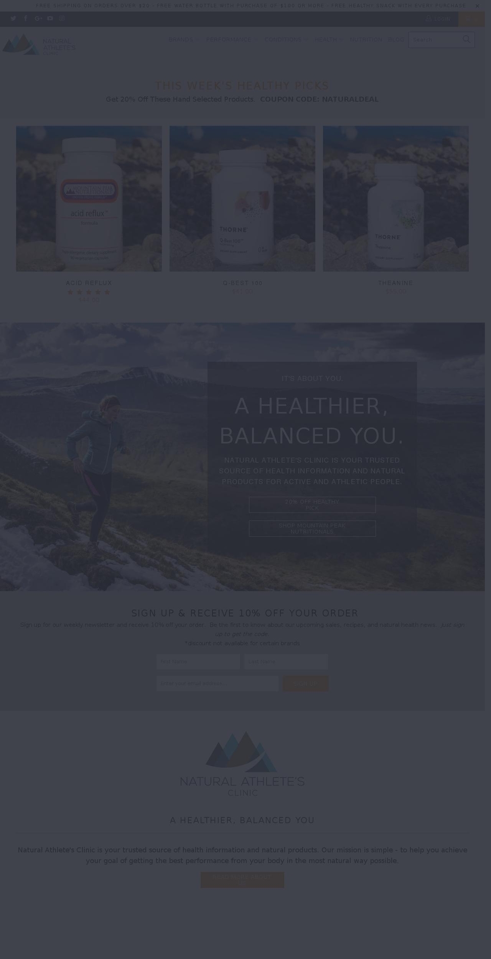 naturalathletesclinic.com — Shopify storefront screenshot
