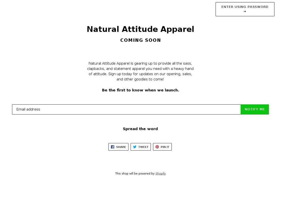 naturalattitudeapparel.com — Shopify storefront screenshot