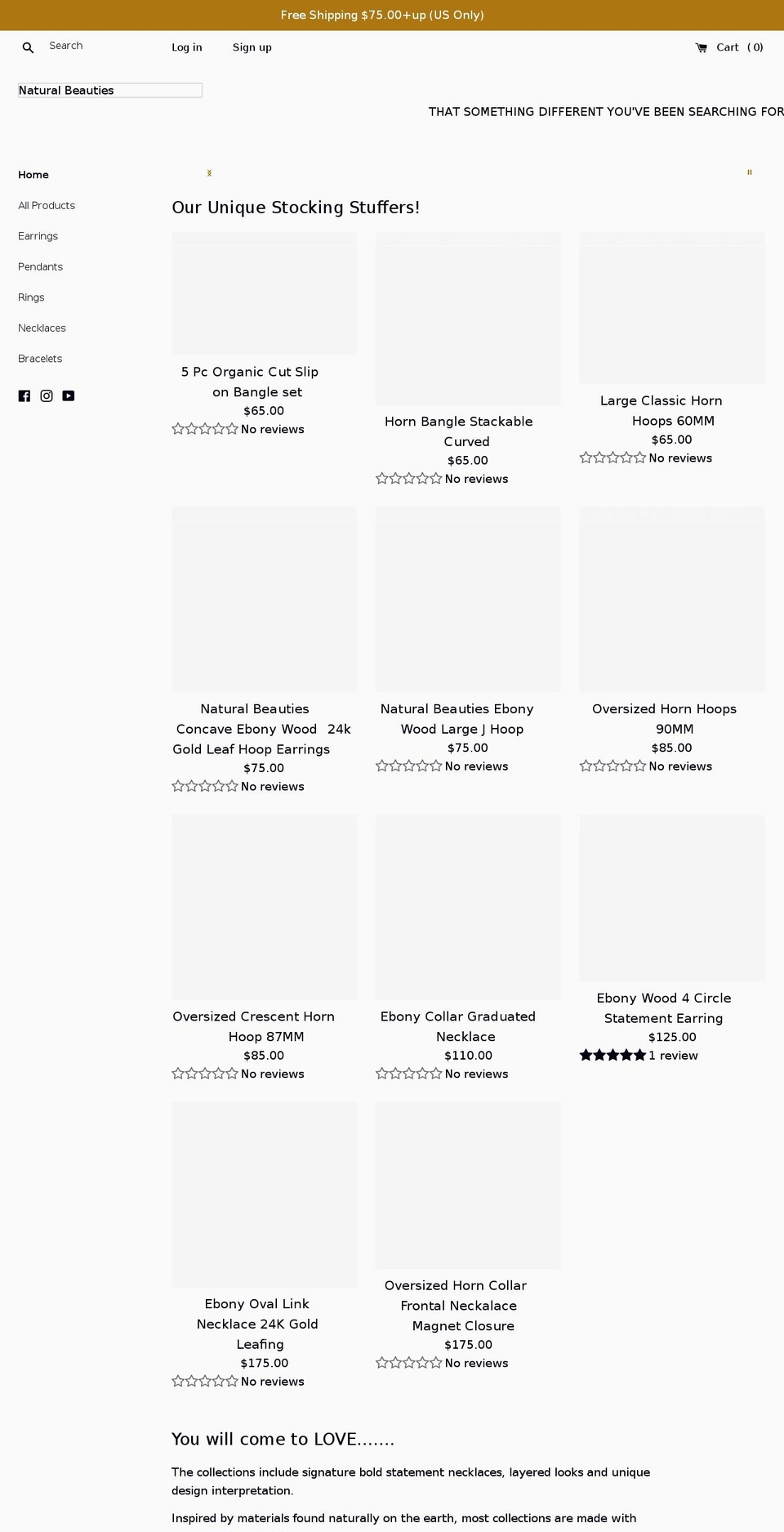 naturalbeautiesjewelry.com shopify website screenshot