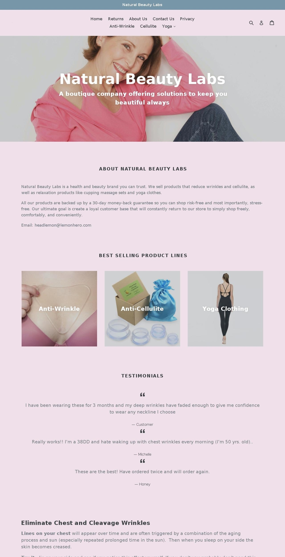 naturalbeautylabs.com — Shopify storefront screenshot