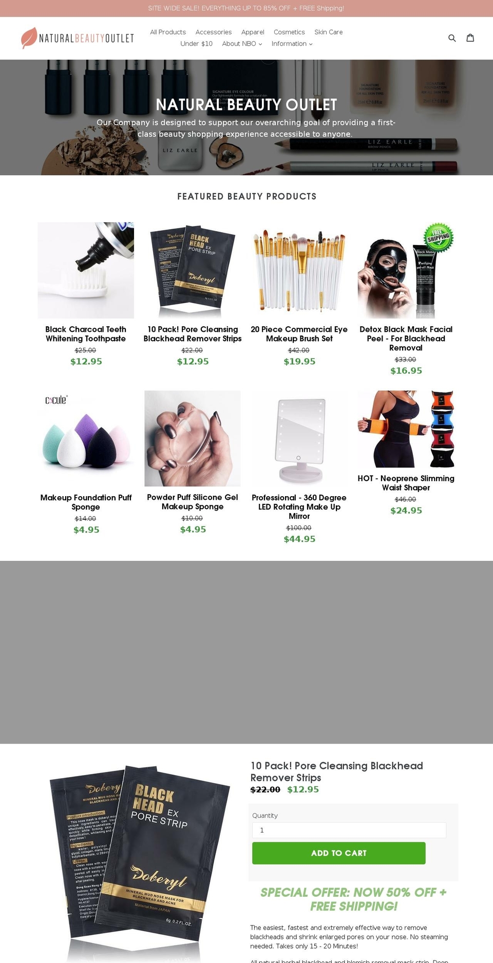 naturalbeautyoutlet.com shopify website screenshot