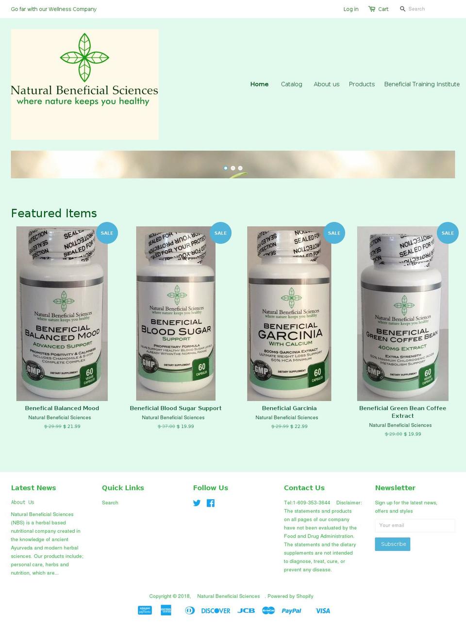 naturalbeneficialsciences.com — Shopify storefront screenshot