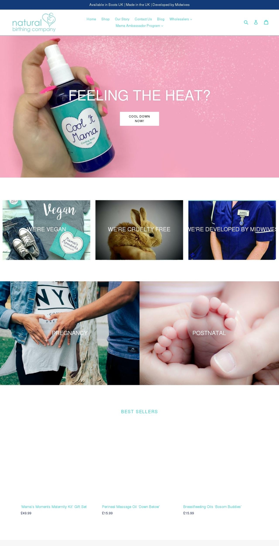 naturalbirthingcompany.com — Shopify storefront screenshot