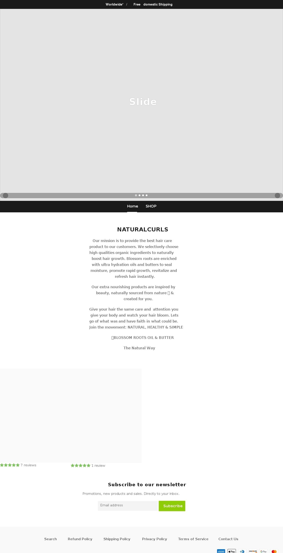 naturalcurlsgoods.com shopify website screenshot