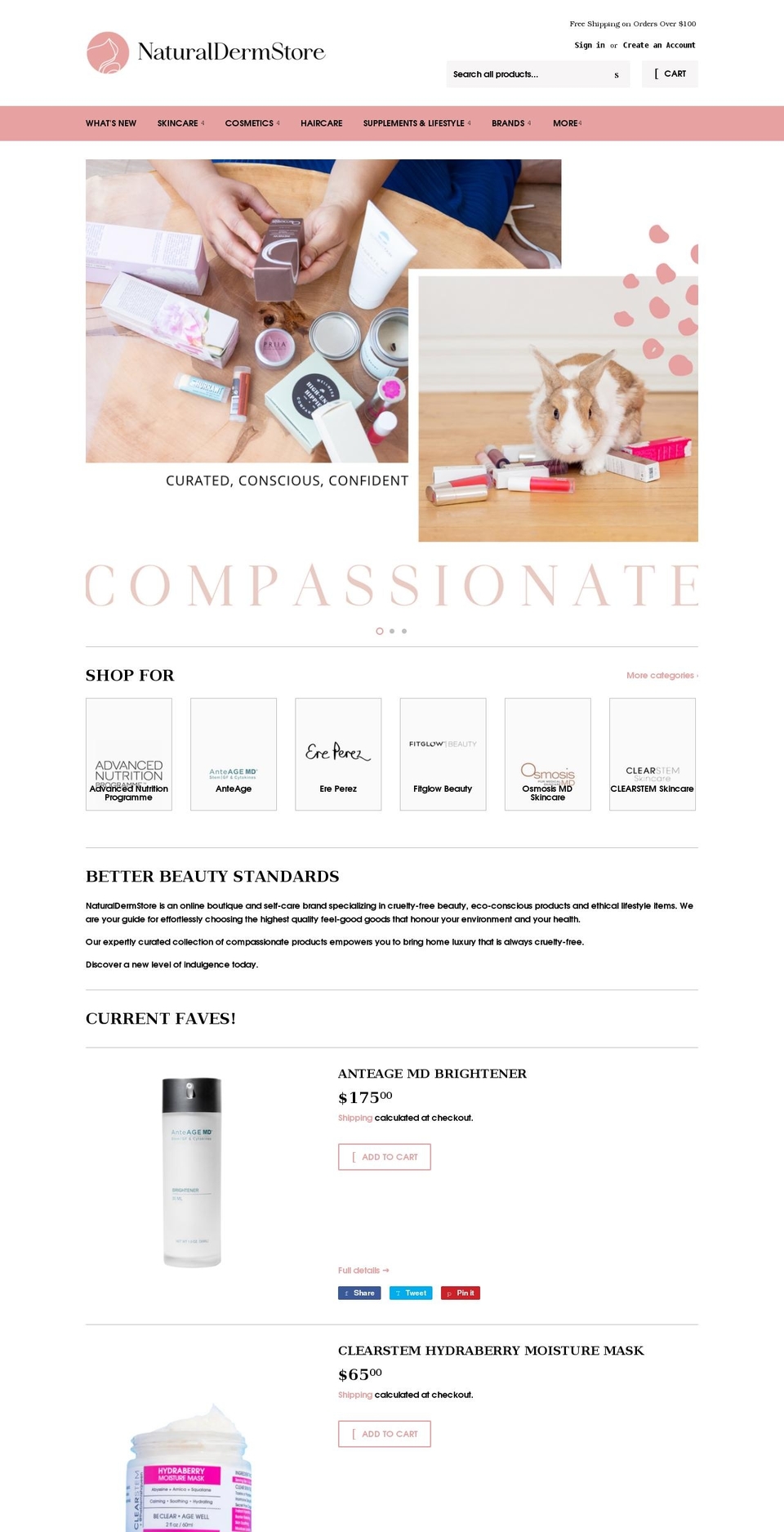 naturaldermstore.ca shopify website screenshot