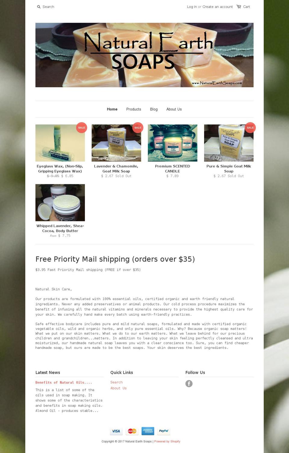 naturalearthsoap.com shopify website screenshot