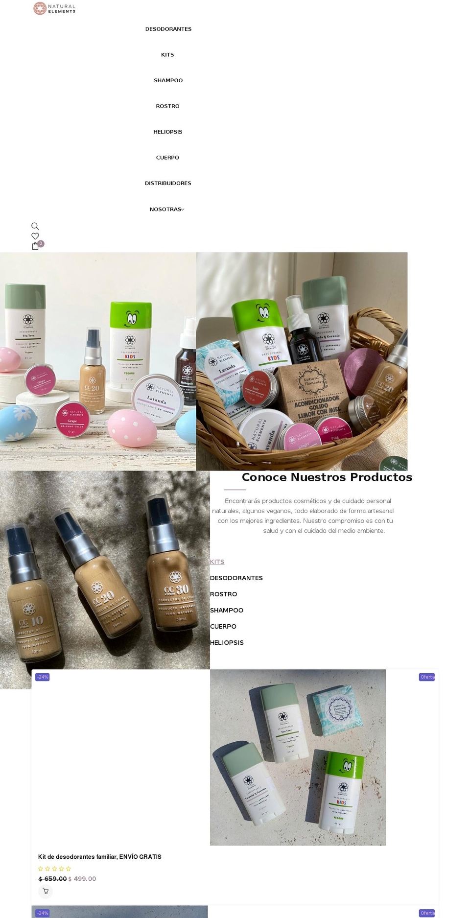 naturalelements.com.mx shopify website screenshot