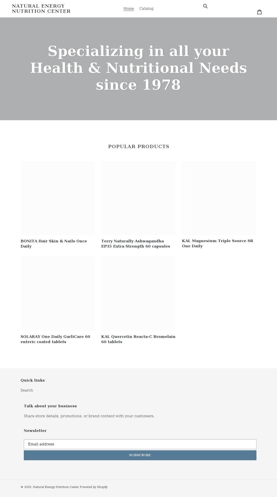 naturalenergynutrition.com shopify website screenshot