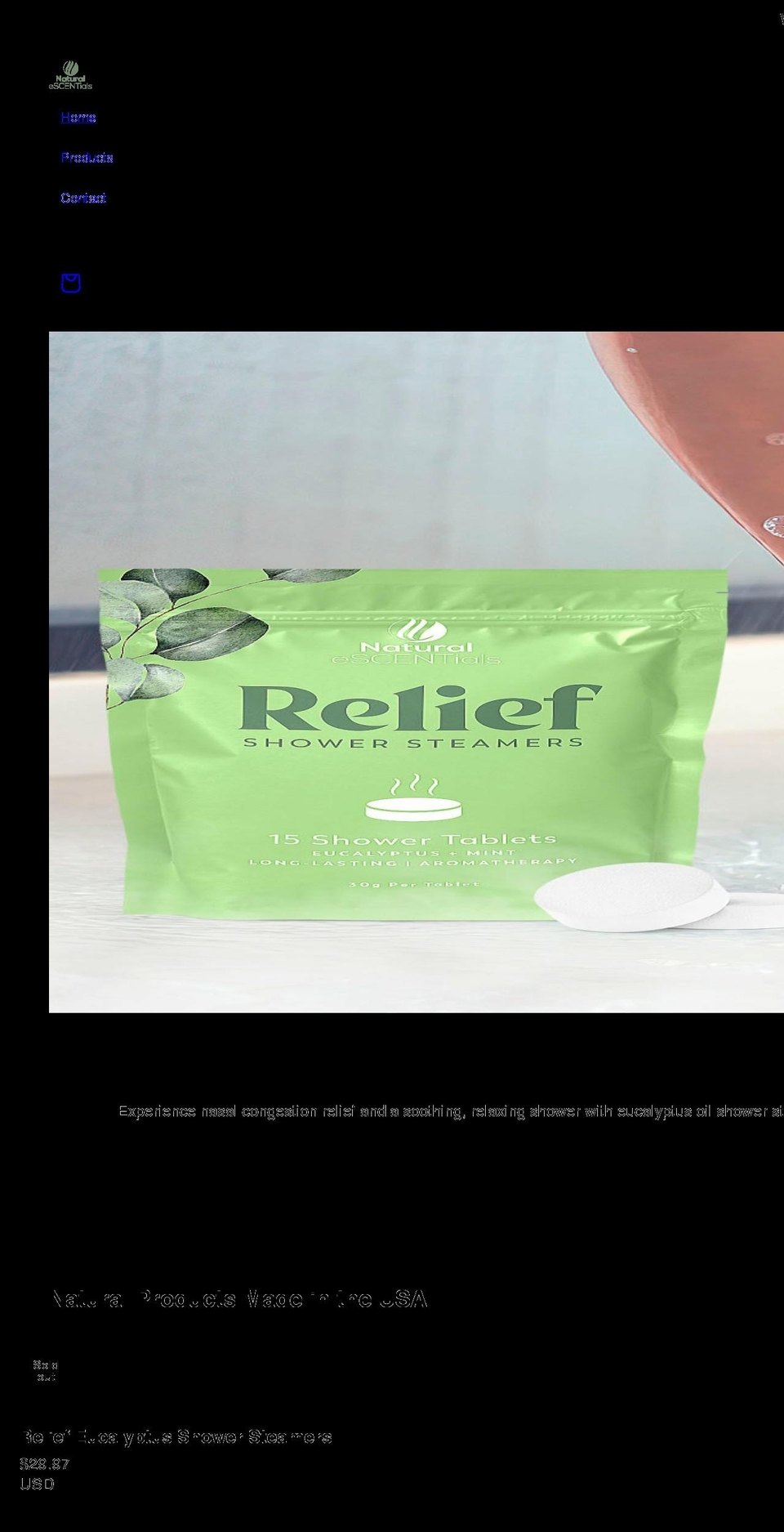 naturalescentials.com shopify website screenshot