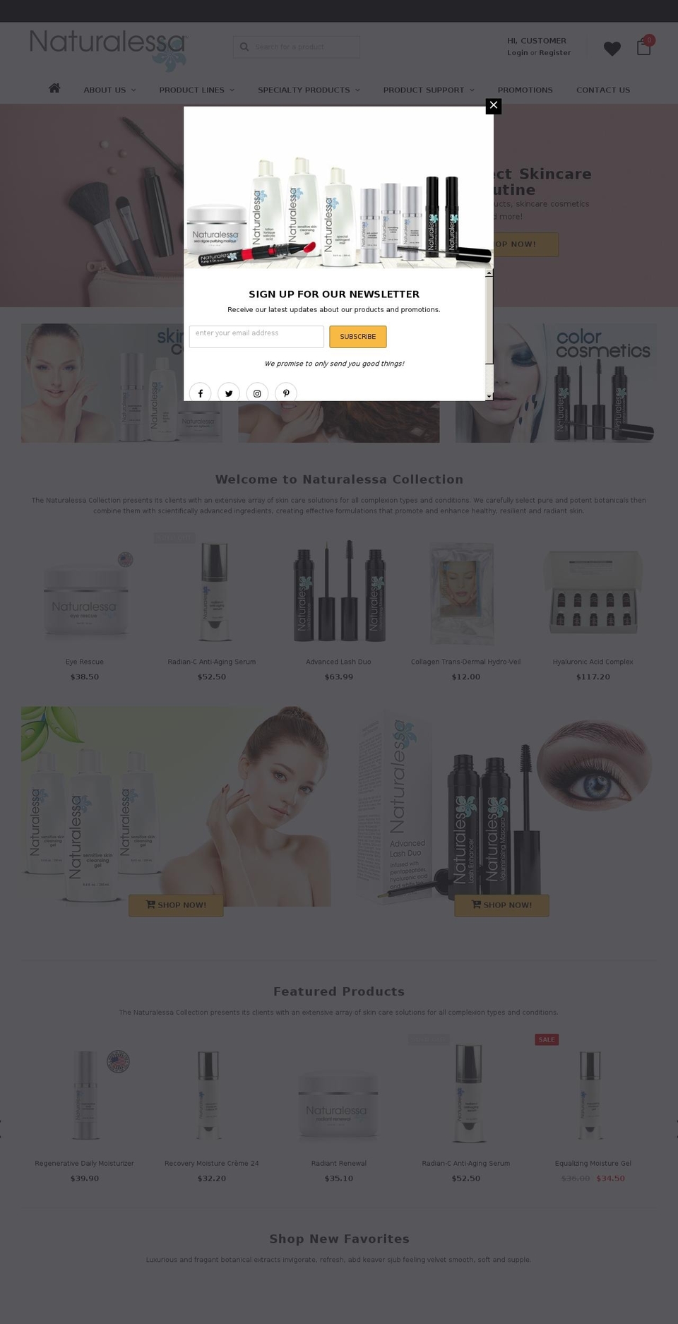 naturalessacollection.com shopify website screenshot