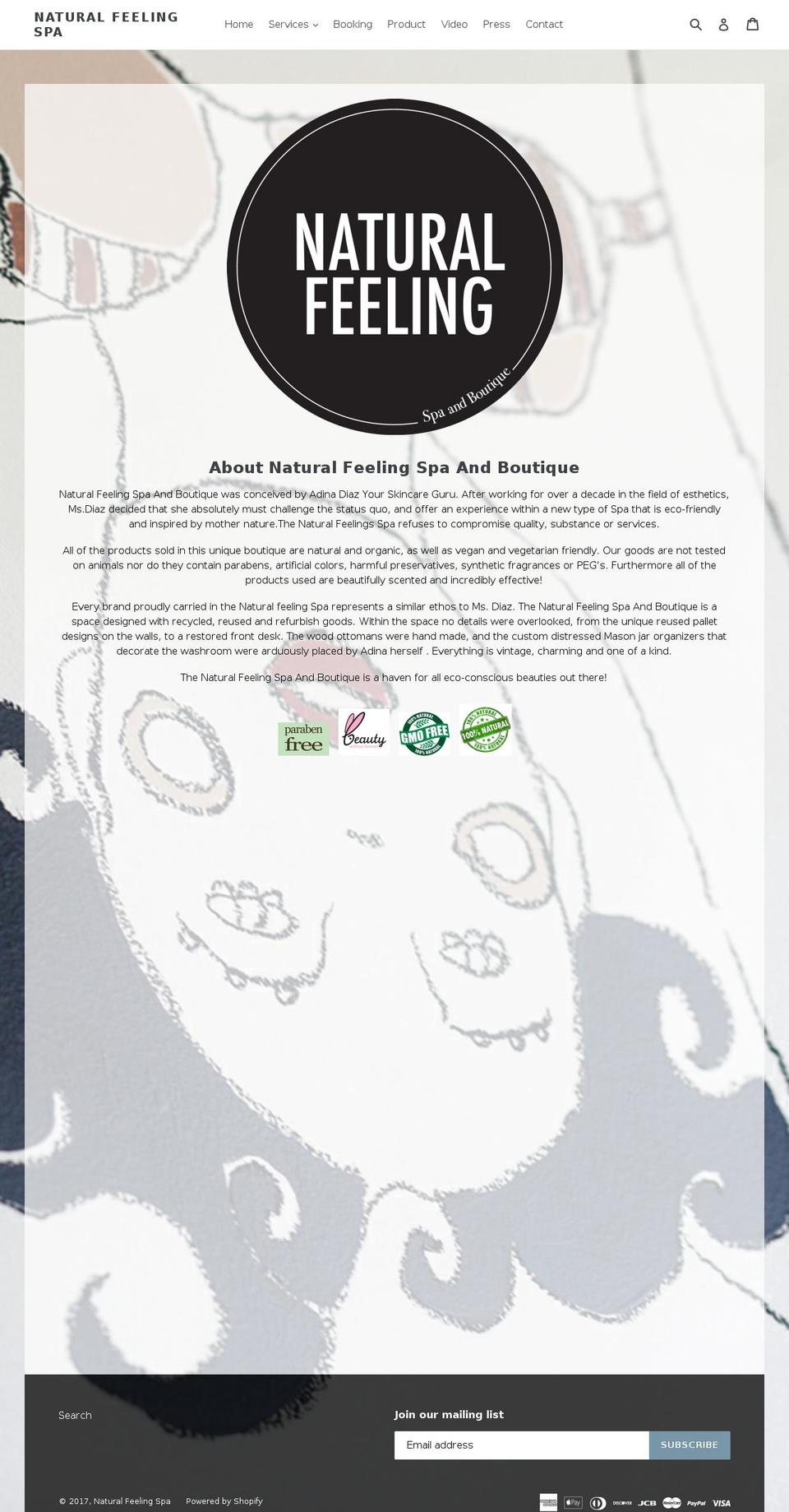 naturalfeelingspa.com shopify website screenshot